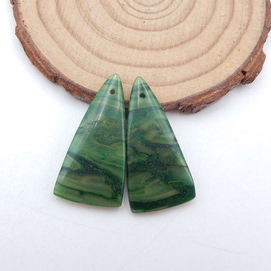 Natural Buddstone (African Jade) Earring Beads 30x15x4mm, 5.8g