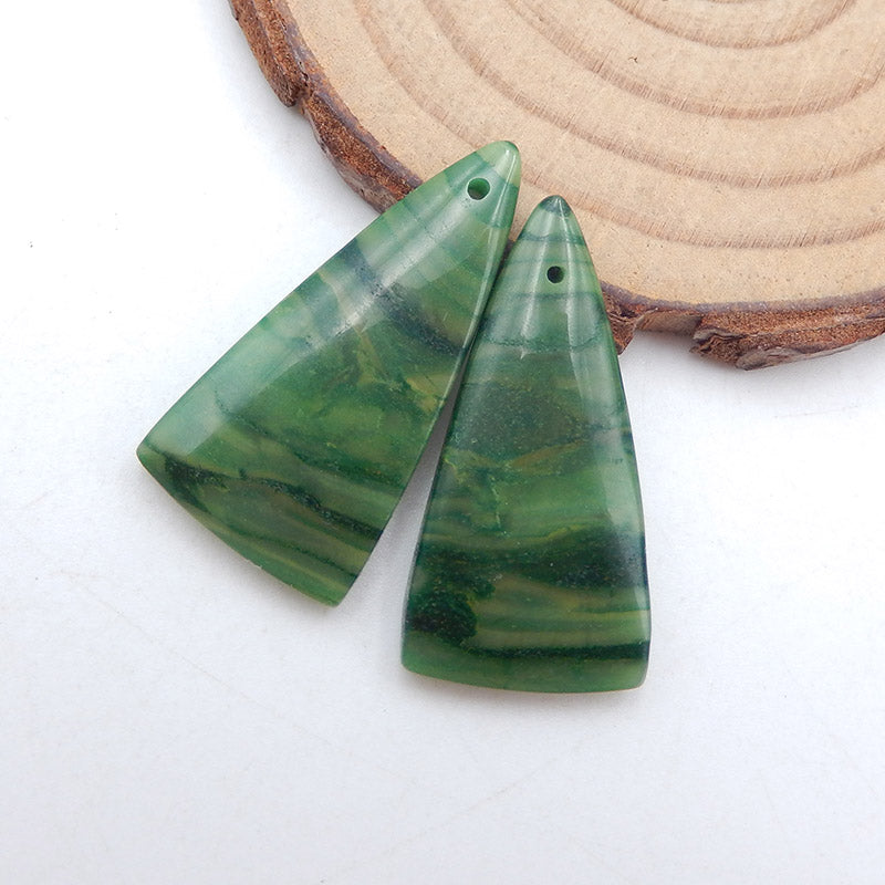Natural Buddstone (African Jade) Earring Beads 30x15x4mm, 5.8g