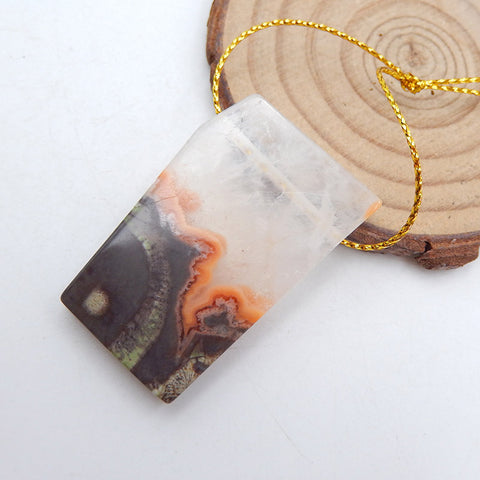 Natural Mushroom Jasper Pendant Bead 41x26x5mm, 12.5g