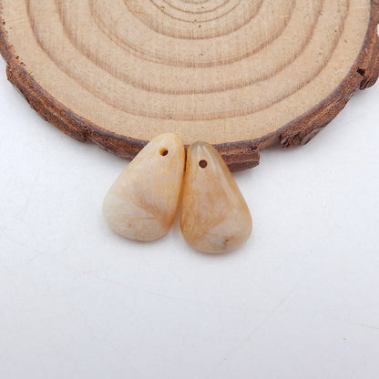 Paire de boucles d'oreilles percées en agate de bambou naturel 16 x 11 x 4 mm, 2,3 g