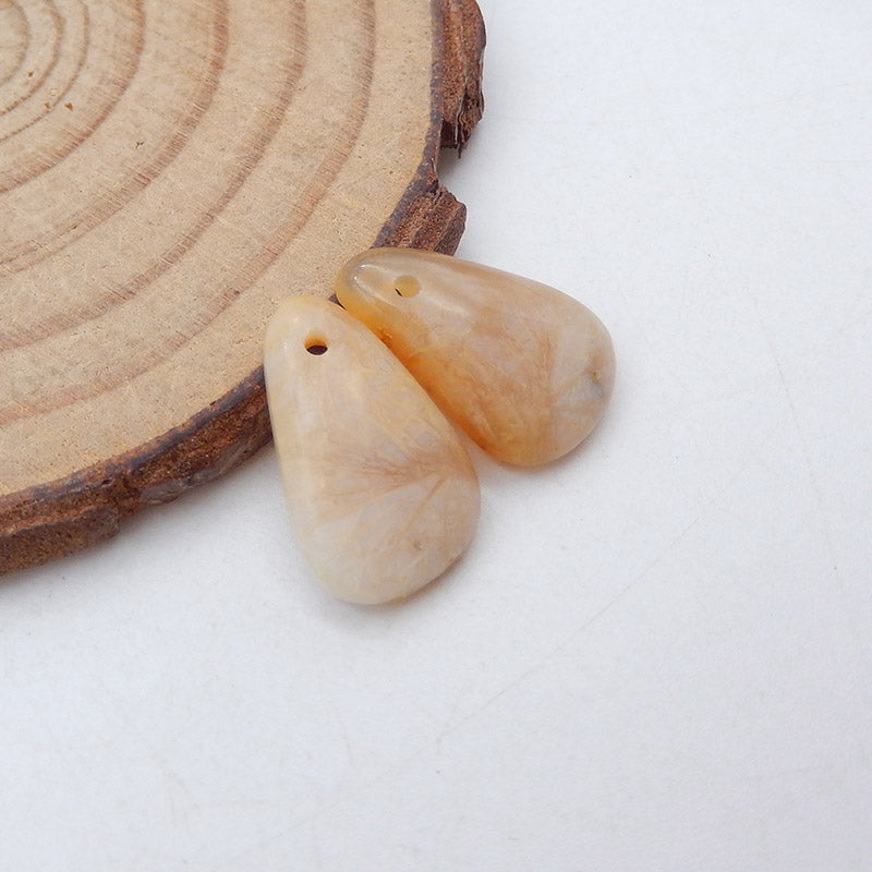 Natural Bamboo Agate Earring Beads 16x11x4mm, 2.3g