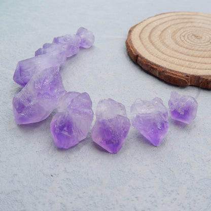 9 pcs Natural Amethyst Pendant Beads 23X15X3mm, 10X10X10mm, 21.2g