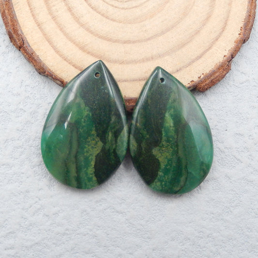 Natural Buddstone (African Jade) Earring Beads 30x20x6mm, 11g