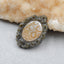 Intarsia of Obsidian and Indonesian Fossil Coral Pendant bead 39x28x6mm, 9.7g