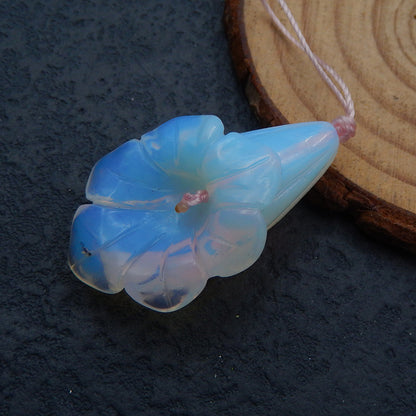 Opalite Carved flower Pendant Bead 34x21x12mm, 7.5g