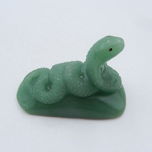 Nouveau, Ornement de serpent en pierre précieuse d'aventurine verte sculptée, 62x34x45mm, 62.8g