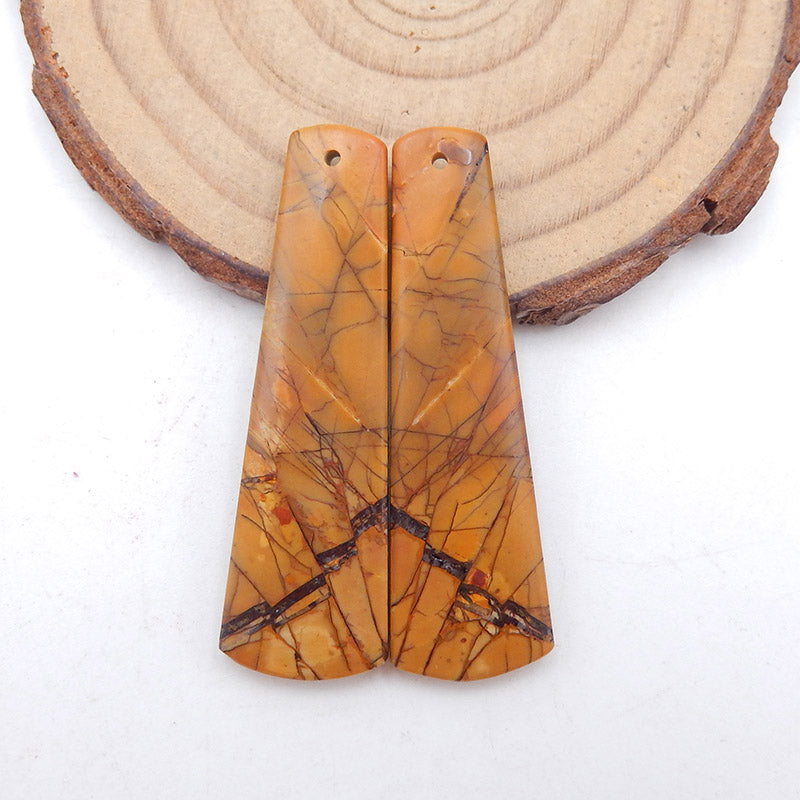 Natural Red Creek Jasper Earring Beads 36-45mm, long trapezoid
