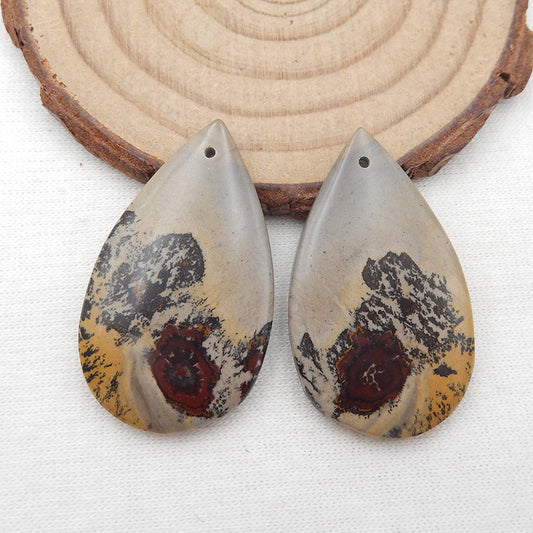 Natural Chohua Jasper Earring Beads 35x21x5mm, 10.9g