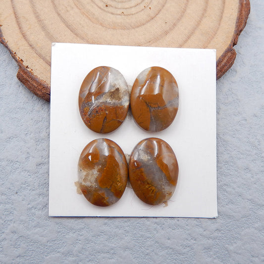 2 paires de cabochons de pierres précieuses ovales en jaspe océanique naturel, 15 x 11 x 4 mm, 4,8 g