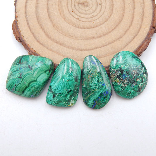 4 Pcs Natural Blue Azurite Gemstone Cabochon set, 22x19x5mm, 20x13x5mm,11.9g