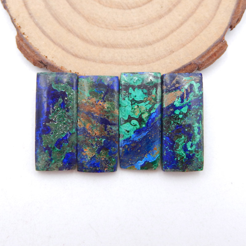 Ensemble de 4 cabochons de pierres précieuses d'azurite bleue, 24 x 10 x 5 mm, 10,2 g