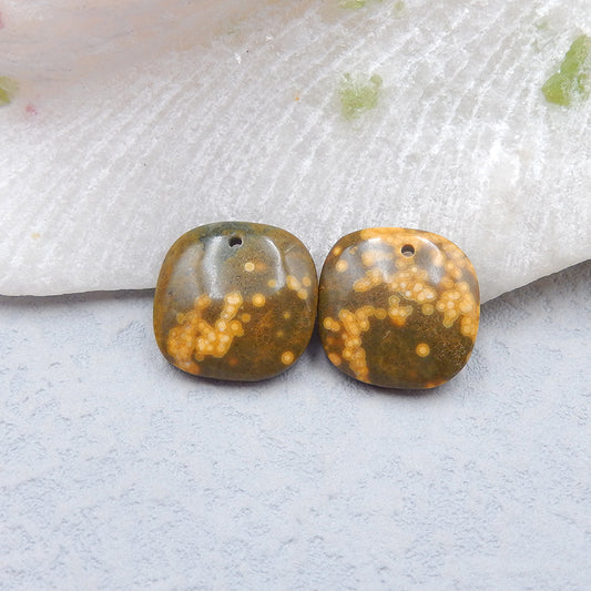 Natural Ocean Jasper Earring Beads 16x16x4mm, 4.1g