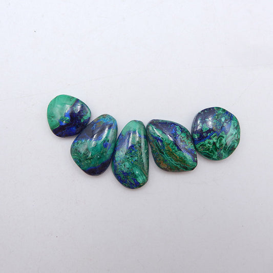 5 Pcs Natural Blue Azurite Gemstone Cabochon set, 22x12x4mm, 14x14x4mm, 13g