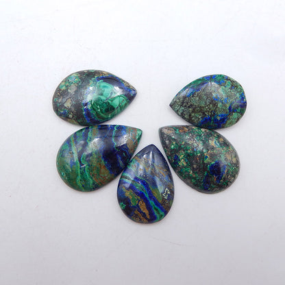 Ensemble de 5 cabochons de pierres précieuses d'azurite bleue naturelle, 30 x 20 x 5 mm, 25 x 18 x 5 mm, 18,1 g.