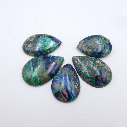 Ensemble de 5 cabochons de pierres précieuses d'azurite bleue naturelle, 30 x 20 x 5 mm, 25 x 18 x 5 mm, 18,1 g.