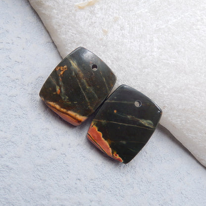 Natural Red Creek Earring Beads 16x13x4mm, 4.1g