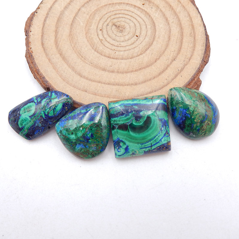 Ensemble de 4 cabochons de pierres précieuses d'azurite bleue naturelle, 18x18x5mm, 20x12x14mm, 14g