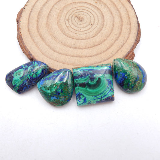 4 Pcs Natural Blue Azurite Gemstone Cabochon set, 18x18x5mm, 20x12x14mm, 14g