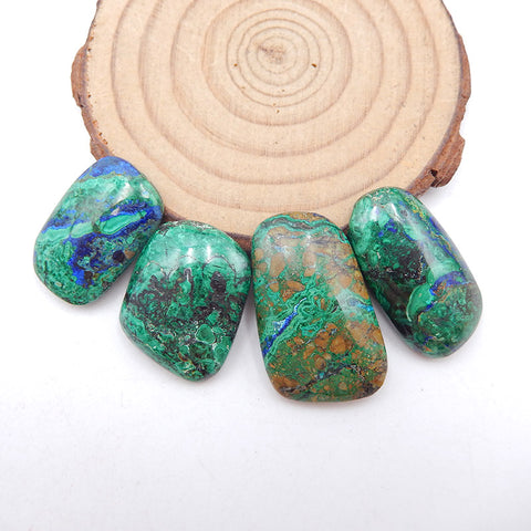 4 PCS Natural Blue Azurite Cabochons 30X19X6mm, 24X16X5mm, 22.5g