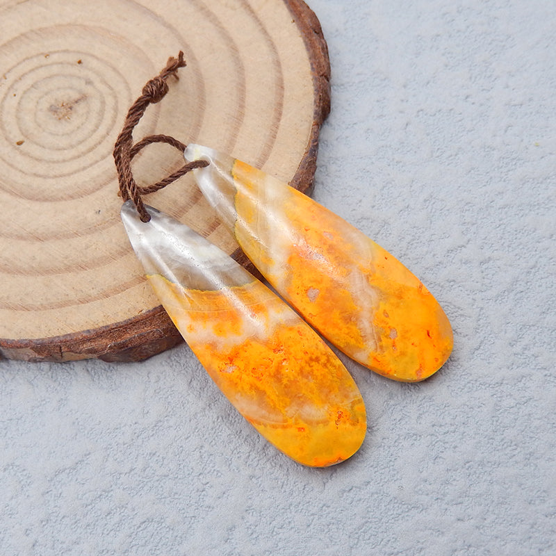 Natural BumbleBee Jasper Earring Beads 37x12x7mm, 6.2g