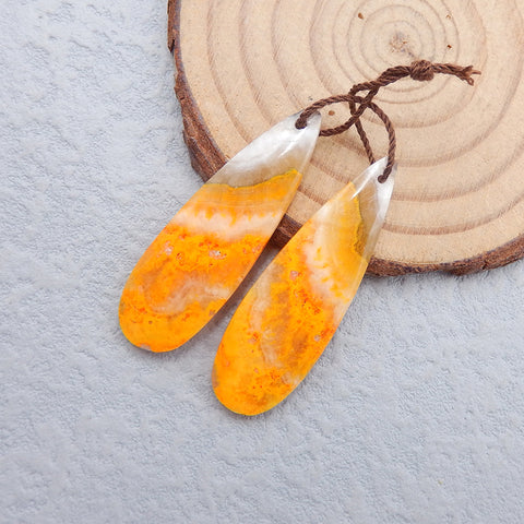 Natural BumbleBee Jasper Earring Beads 37x12x4mm, 6.2g