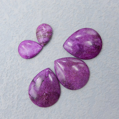 5 pcs Natural African Purple Stone Cabochons 30x25x5mm, 19x12x4mm 15.9g