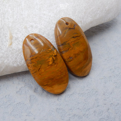 Perle de boucle d'oreille ovale en opale jaune naturelle, 24 x 13 x 45 mm, 4,4 g