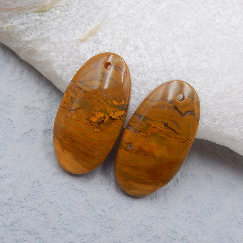 Perle de boucle d'oreille ovale en opale jaune naturelle, 24 x 13 x 45 mm, 4,4 g