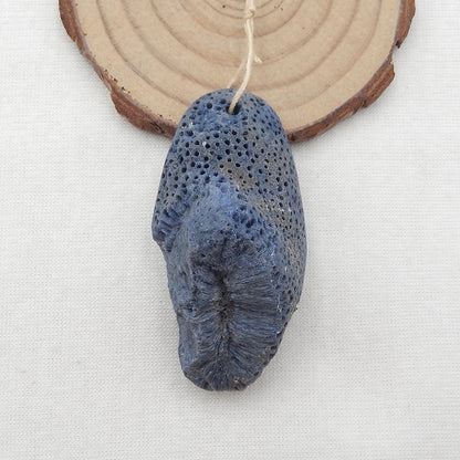 Natural Blue Fossil Coral Pendant Bead 54x28x21mm, 24.7g