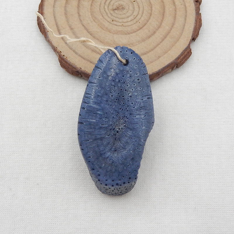 Natural Blue Fossil Coral Pendant Bead 54x28x21mm, 24.7g