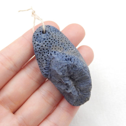 Natural Blue Fossil Coral Pendant Bead 54x28x21mm, 24.7g
