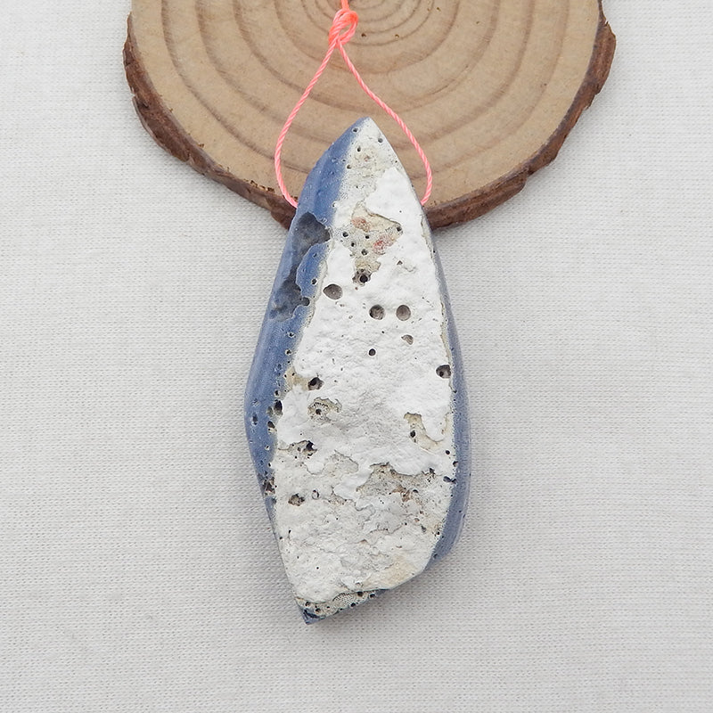 Natural Blue Fossil Coral Pendant Bead 62x27x15mm, 27.2g