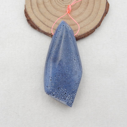 Natural Blue Fossil Coral Pendant Bead 62x27x15mm, 27.2g