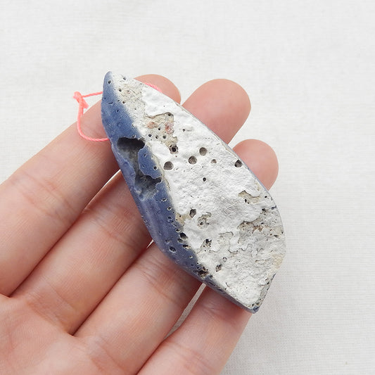 Perle pendentif en pierre précieuse de corail bleu pépite, 62x27x15mm, 27.2g