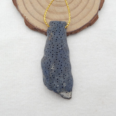Natural Blue Fossil Coral Pendant Bead 54x20x8mm, 12.0g