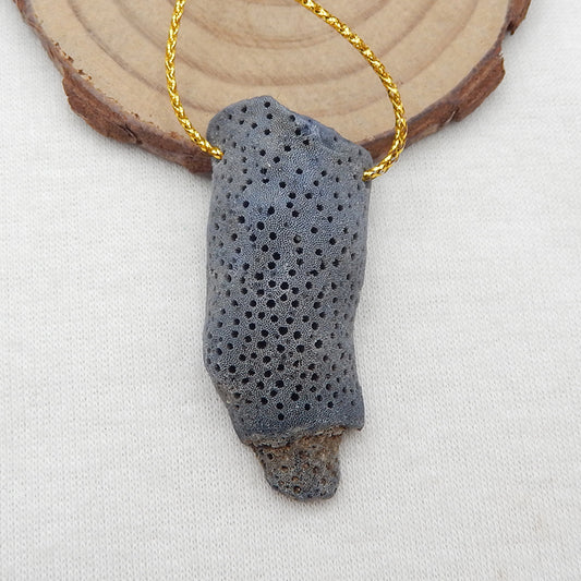 Nugget Blue coral Gemstone Pendant Bead, 45x20x9mm, 9.1g