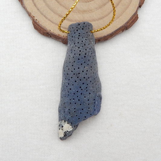 Nugget Blue coral Gemstone Pendant Bead, 55x21x8mm, 10.9g