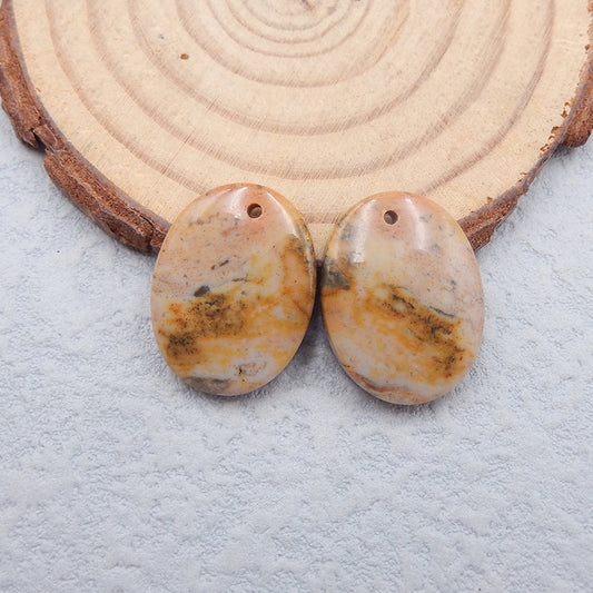 Paire de Boucles d'Oreilles Percées en Jaspe Naturel, 20x15x4mm, 4.7g