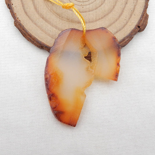 Natural Red Agate Pendant Bead 42x32x3mm, 7.4g