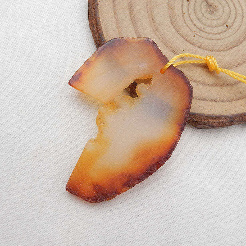 Natural Red Agate Pendant Bead 42x32x3mm, 7.4g