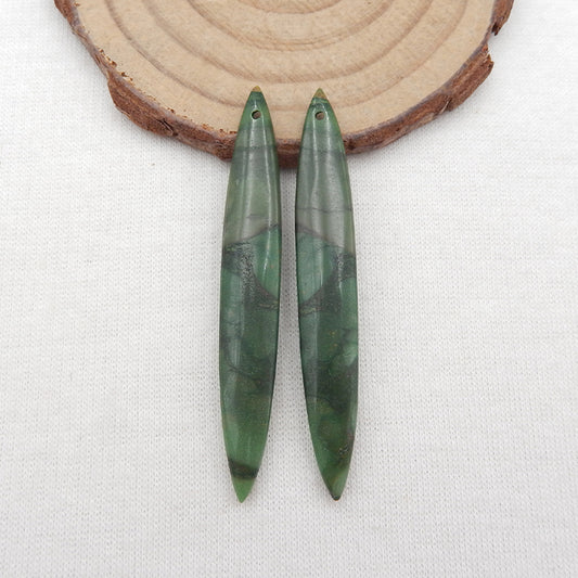 Natural African Jade Earring Beads 54x8x5mm, 6.0g