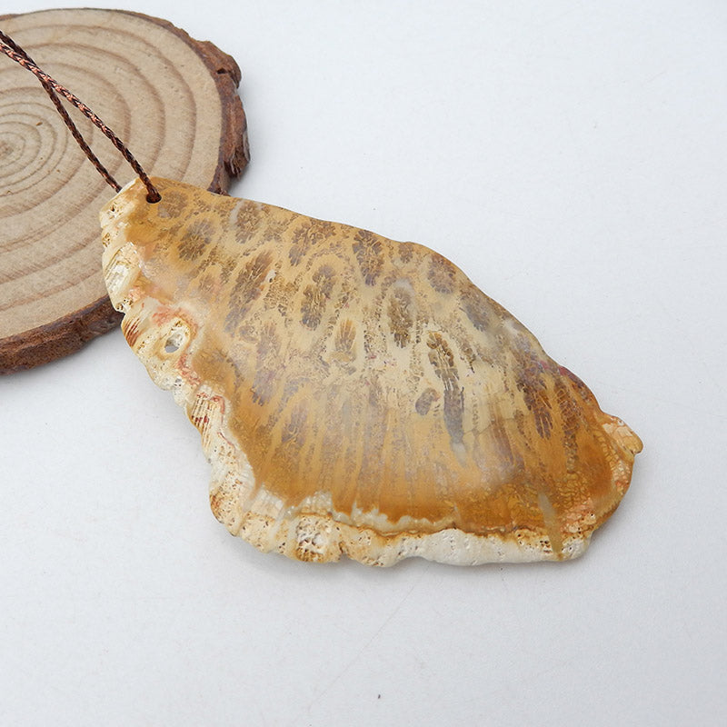 Natural Indonesian Fossil Coral Pendant Bead 69x41x5mm 19.5g