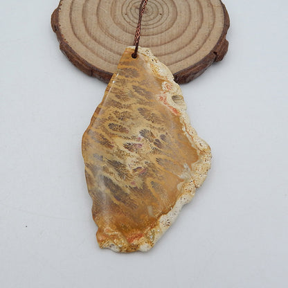 Natural Indonesian Fossil Coral Pendant Bead 69x41x5mm 19.5g