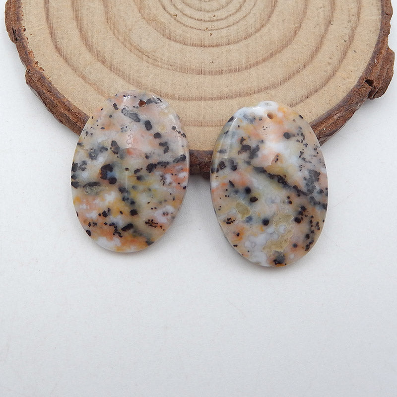 Natural Dendritic Agate Earring Beads 25x18x4mm, 5.7g