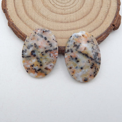 Natural Dendritic Agate Earring Beads 25x18x4mm, 5.7g