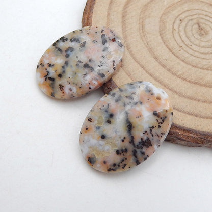Natural Dendritic Agate Earring Beads 25x18x4mm, 5.7g