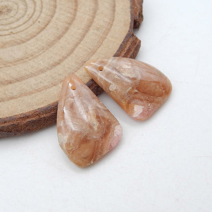 Paire de boucles d'oreilles en pierres précieuses de rhodochrosite d'Argentine naturelle, 18 x 14 x 3 mm, 3,5 g