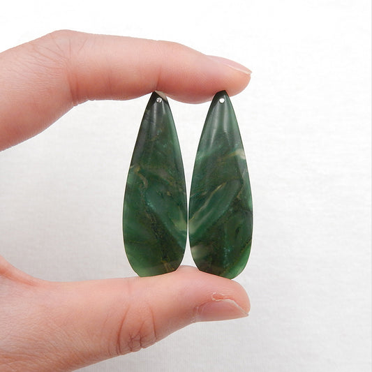 Natural Buddstone (African Jade) Earring Beads 45x15x5mm, 9.8g