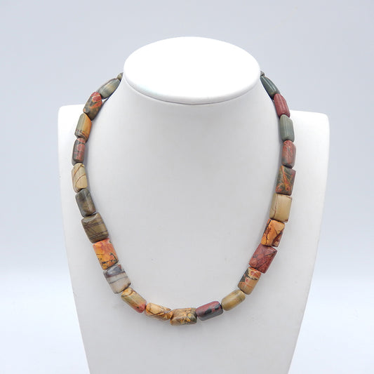 1 partage de perles de pierres précieuses naturelles multicolores en jaspe Picasso.