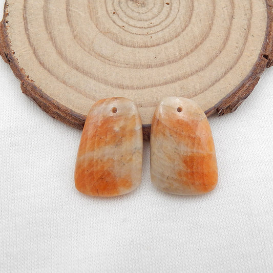 天然太阳石时尚耳环一对，用于制作耳环的石头，20x15x4mm，4.7g